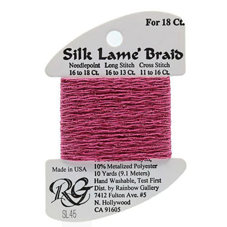 Silk Lame Braid SL45 Deep Rose - The Flying Needles