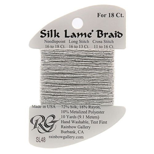 Silk Lame Braid SL48 Silver - The Flying Needles
