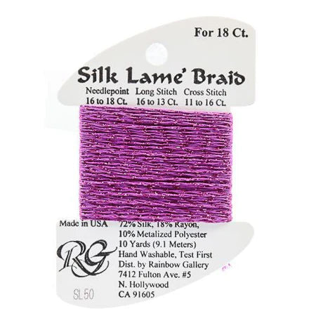 Silk Lame Braid SL50 Fuchsia - The Flying Needles