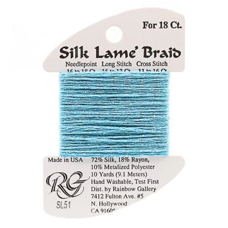 Silk Lame Braid SL51 Turquoise - The Flying Needles