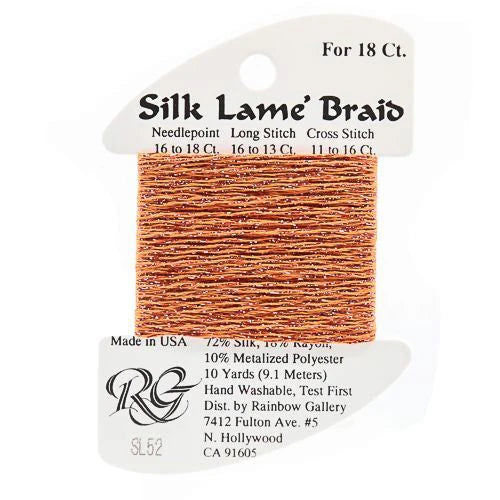 Silk Lame Braid SL52 Pumpkin - The Flying Needles
