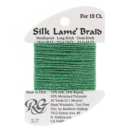 Silk Lame Braid SL57 Christmas Green - The Flying Needles