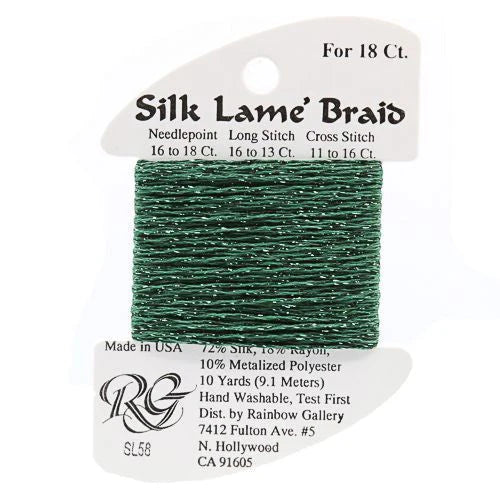 Silk Lame Braid SL58 Dark Christmas Green - The Flying Needles