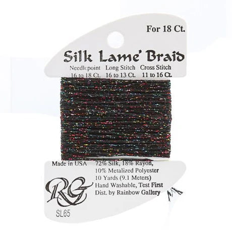 Silk Lame Braid SL65 Black Sparkle - The Flying Needles