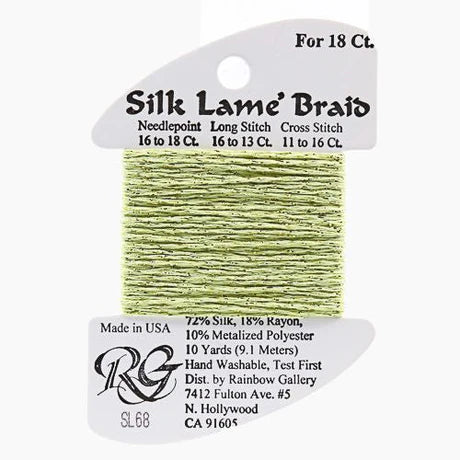 Silk Lame Braid SL68 Pale Avocado - The Flying Needles