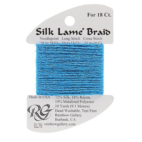 Silk Lame Braid SL76 Peacock Blue - The Flying Needles