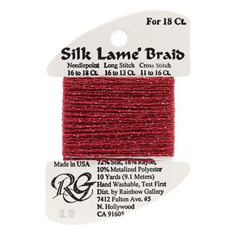 Silk Lame Braid SL78 Cherry - The Flying Needles