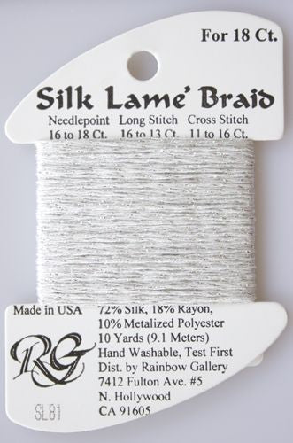 Silk Lame Braid SL81 Platinum - The Flying Needles