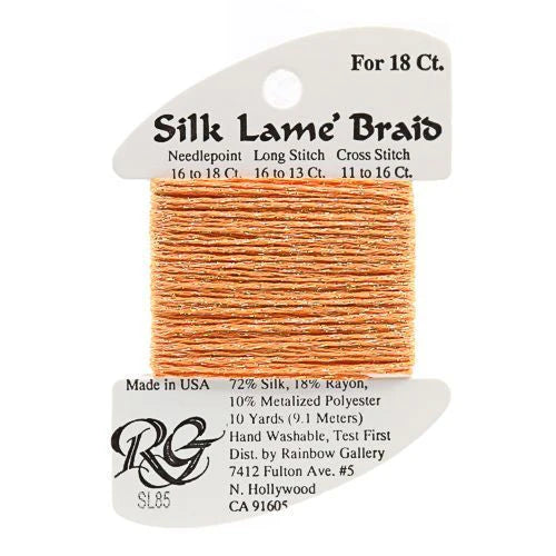 Silk Lame Braid SL85 Tangerine - The Flying Needles