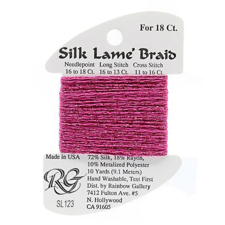 Silk Lame Braid SL123 Dark Hot Pink - The Flying Needles