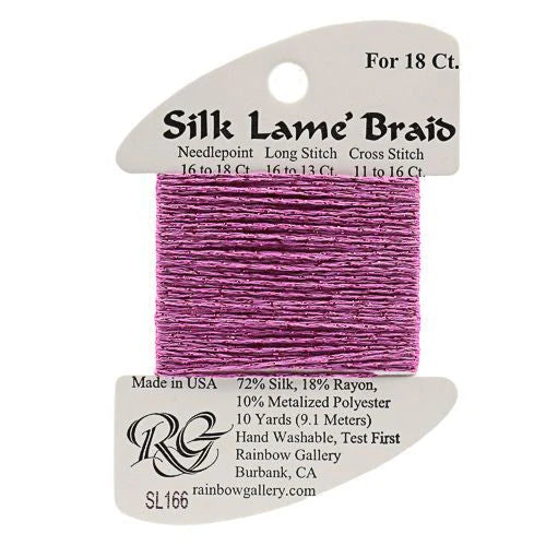 Silk Lame Braid SL166 Light Fuchsia - The Flying Needles