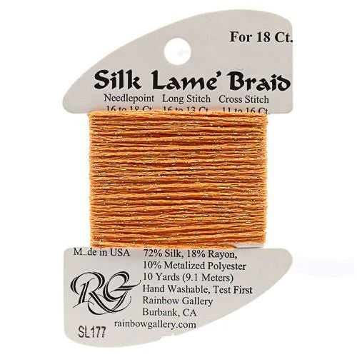 Silk Lame Braid SL177 Tangerine - The Flying Needles