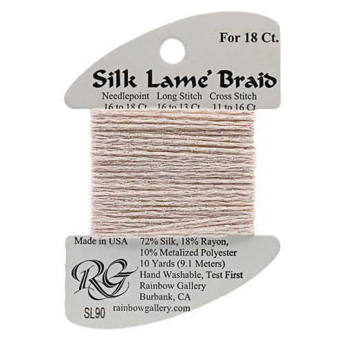 Silk Lame Braid SL90 Barely Pink - The Flying Needles
