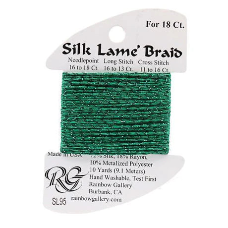 Silk Lame Braid SL95 Medium Christmas Green - The Flying Needles