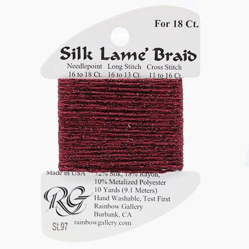 Silk Lame Braid SL97 Ruby Red - The Flying Needles
