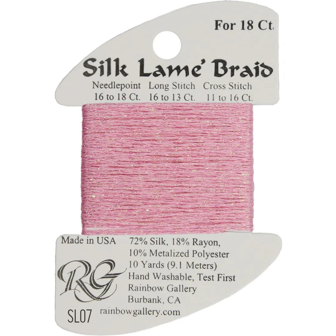 Silk Lame Braid SL07 Pink - The Flying Needles