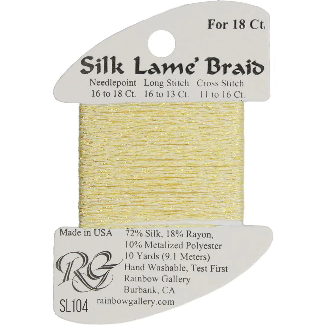 Silk Lame Braid SL104 Soft Yellow - The Flying Needles