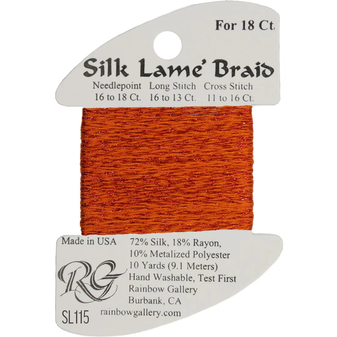 Silk Lame Braid SL115 Red Orange - The Flying Needles