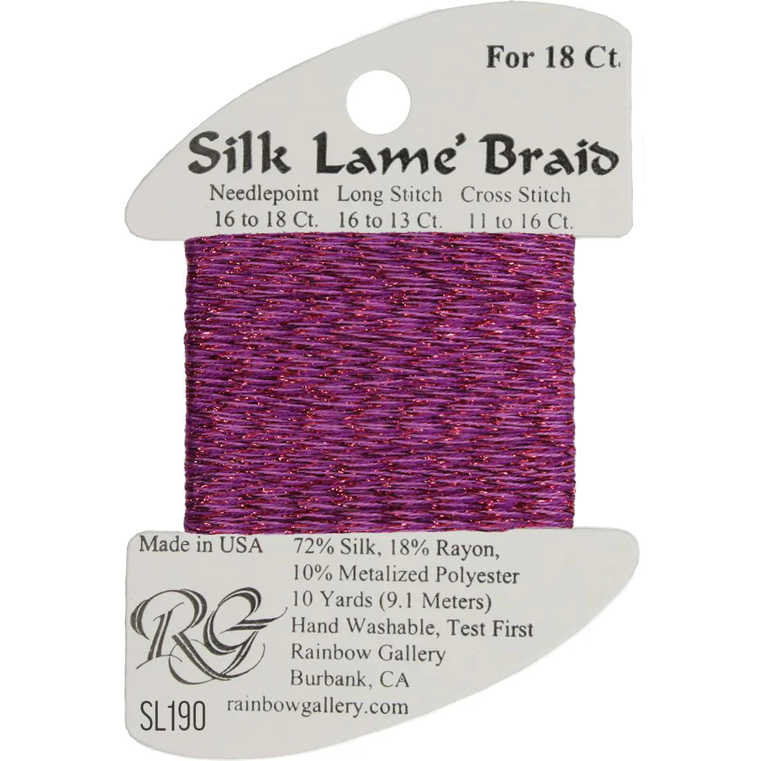 Silk Lame Braid SL190 Purple Orchid - The Flying Needles