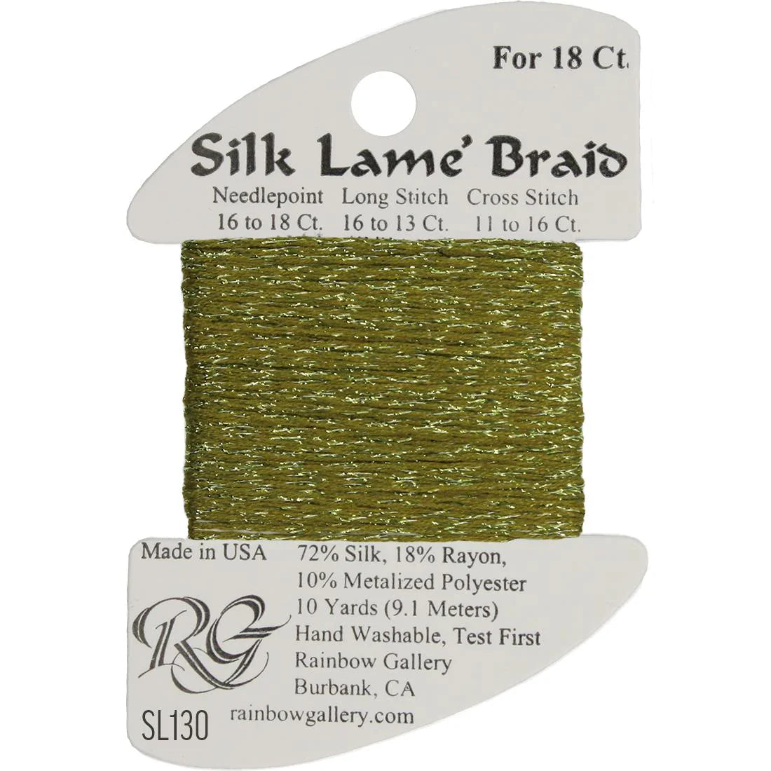 Silk Lame Braid SL130 Moss - The Flying Needles