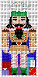 Gingerbread Nutcracker, Front - 18 mesh - The Flying Needles