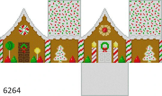 3D Red & Green Sprinkle Roof Gingerbread House - The Flying Needles