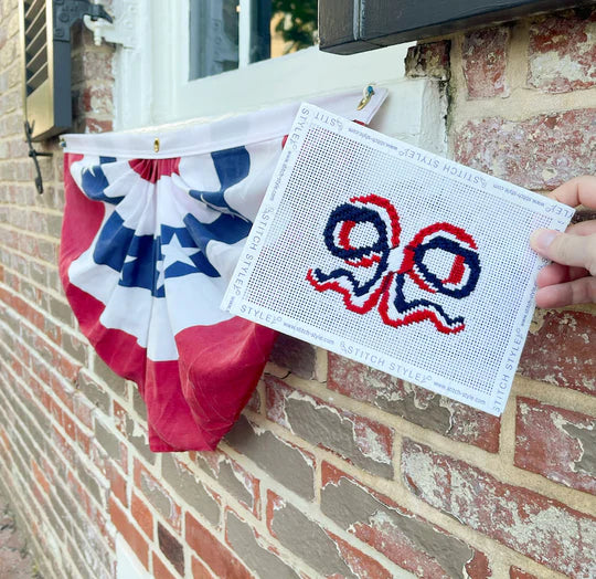 Patriotic Bow Canvas with Stitch Guide - The Flying Needles