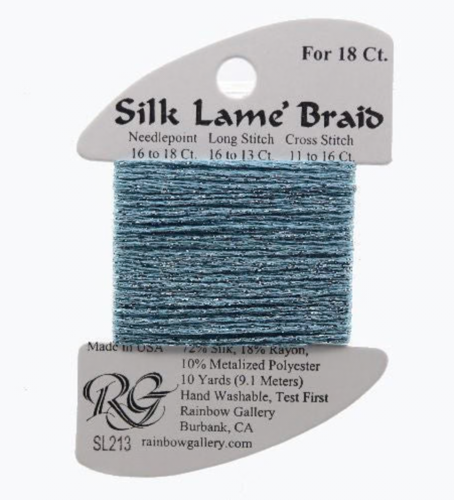 Silk Lame Braid SL213 Dusty Turquoise - The Flying Needles