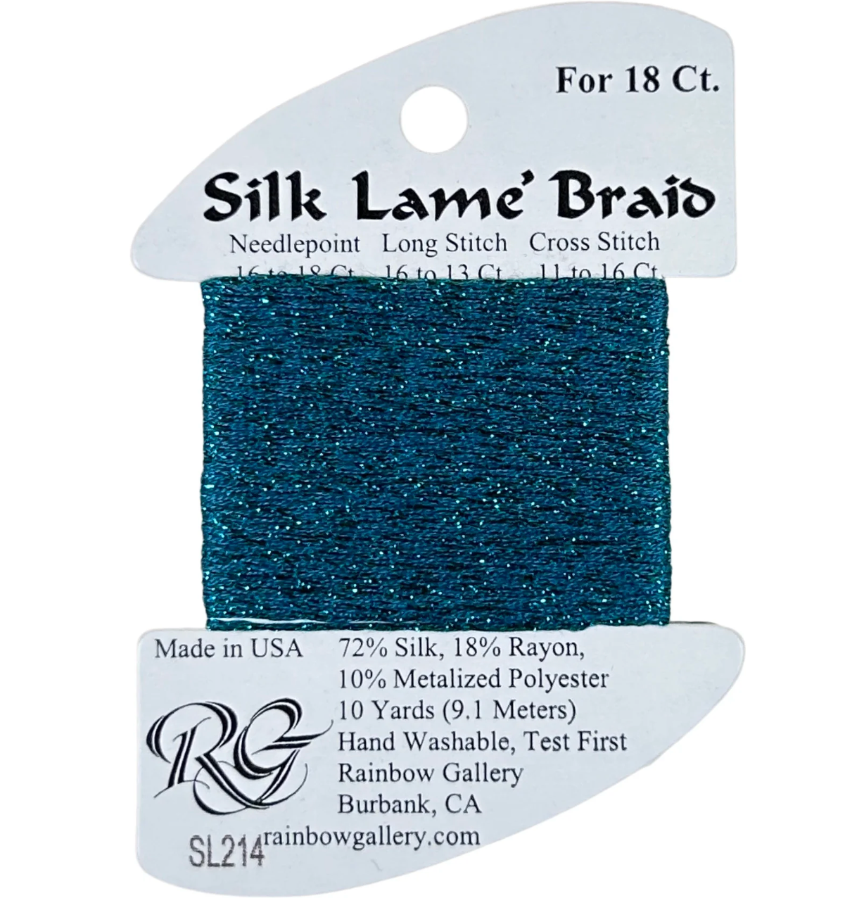 Silk Lame Braid SL214 Lake Blue - The Flying Needles