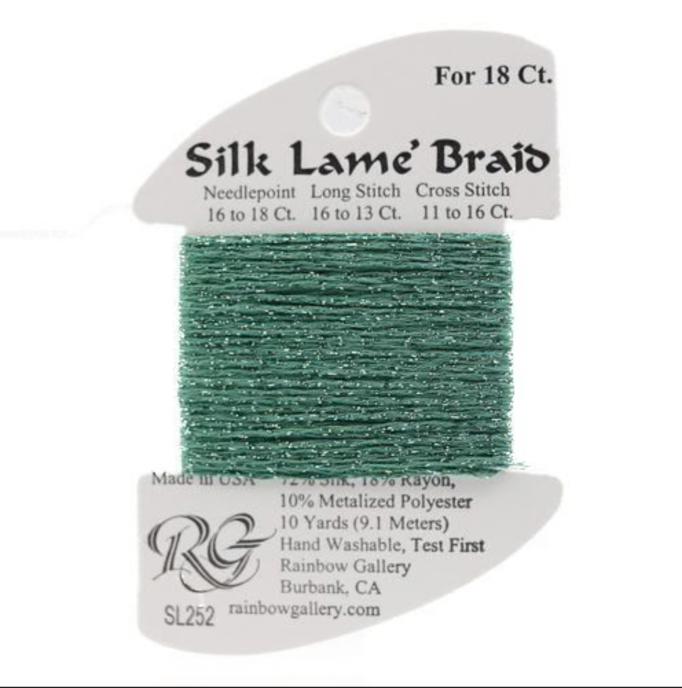 Silk Lame Braid SL252 Caribbean Green - The Flying Needles