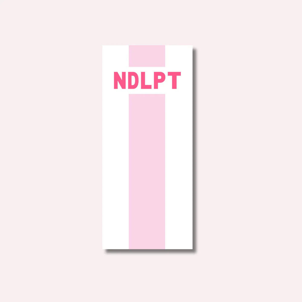 Pink Striped NDLPT Skinny Notepad - The Flying Needles