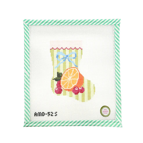 Orange & Cranberry Bow Mini Stocking - The Flying Needles