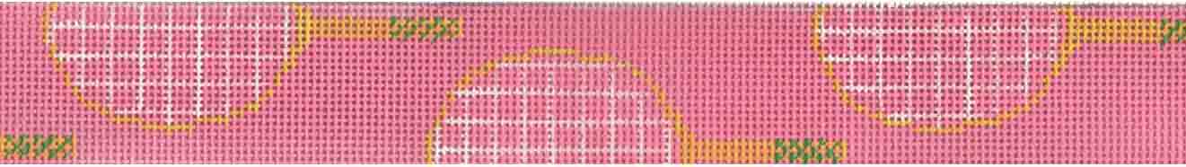 Racquets on Pink Needlepoint Belt - The Flying Needles