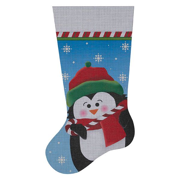 Candy Cane Penguin Stocking  (13 mesh)