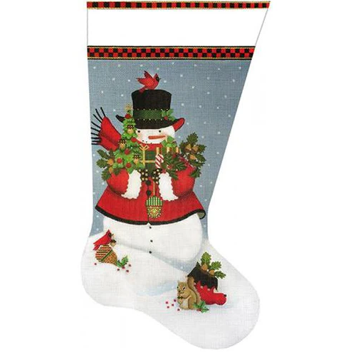 Acorn Snowman Stocking (right facing) - The Flying Needles
