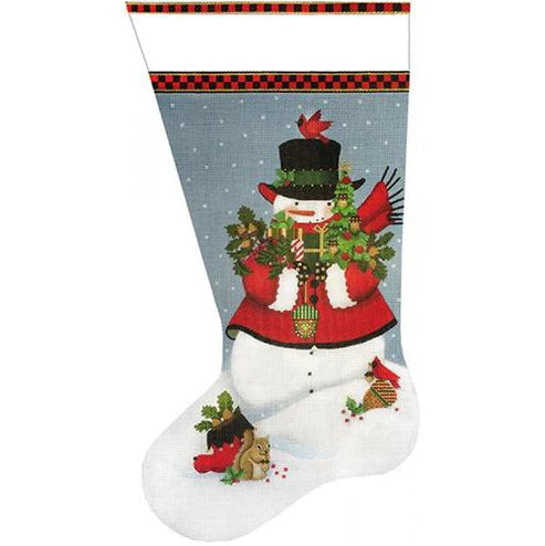 Acorn Snowman Stocking (left facing) - The Flying Needles