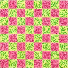 Chess/Checkers Board – Lilly-inspired Coral &amp; Vines – pinks &amp; greens - The Flying Needles