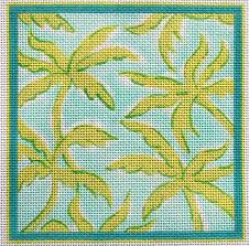 Lilly Letter – Palms – turquoise w/ greens - The Flying Needles
