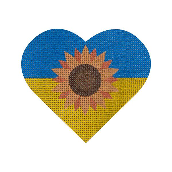 Ukrainian Flag Heart w/Sunflower
