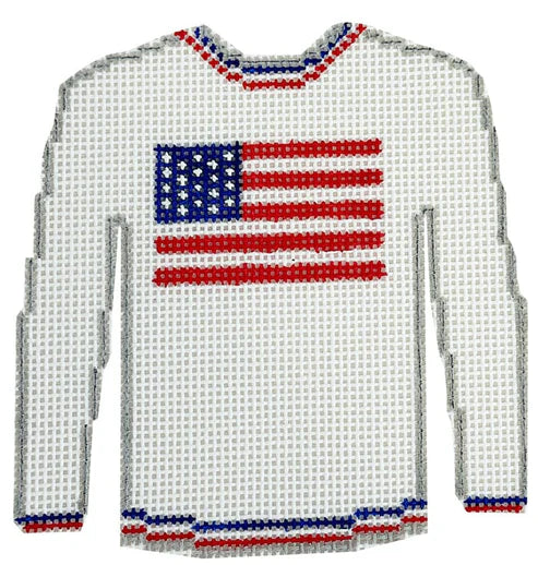 Flag on White Sweater - The Flying Needles