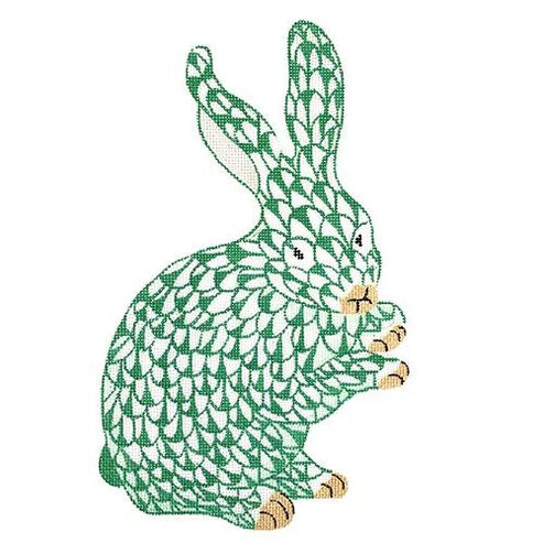 Fishnet Standing Bunny - Emerald and Gold - The Flying Needles
