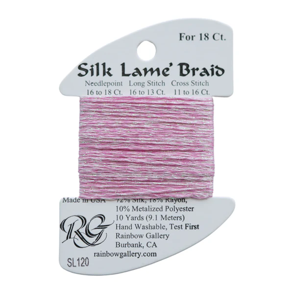 Silk Lame Braid SL120 Lite Raspberry - The Flying Needles