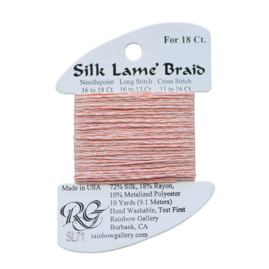 Silk Lame Braid SL71 Peach - The Flying Needles