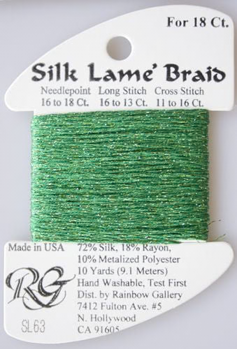 Silk Lame Braid SL63 Emerald - The Flying Needles