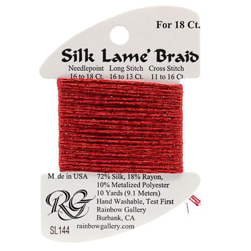 Silk Lame Braid SL144 Christmas Red - The Flying Needles