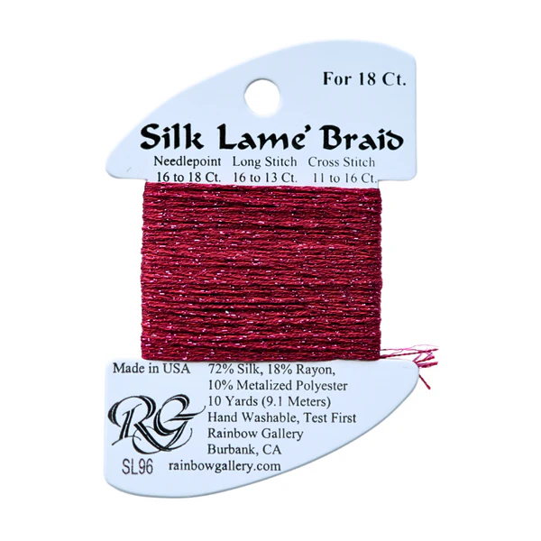 Silk Lame Braid SL96 Crimson - The Flying Needles