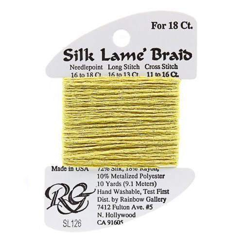 Silk Lame Braid SL126 Canary Yellow - The Flying Needles