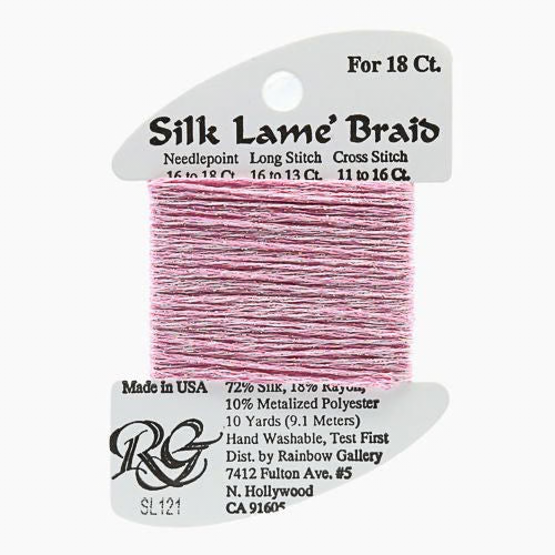 Silk Lame Braid SL121 Medium Raspberry - The Flying Needles