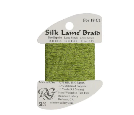 Silk Lame Braid SL69 Medium Avocado - The Flying Needles