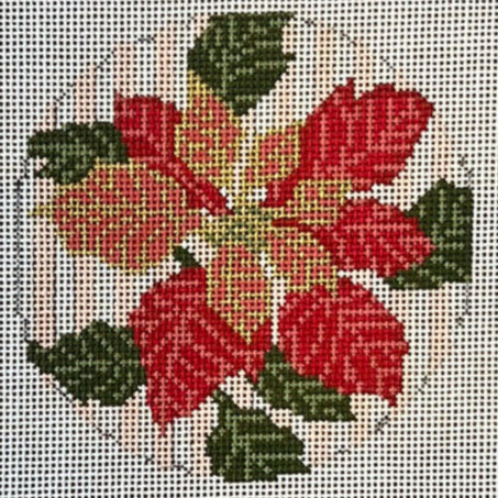 Poinsettia Round Canvas - The Flying Needles